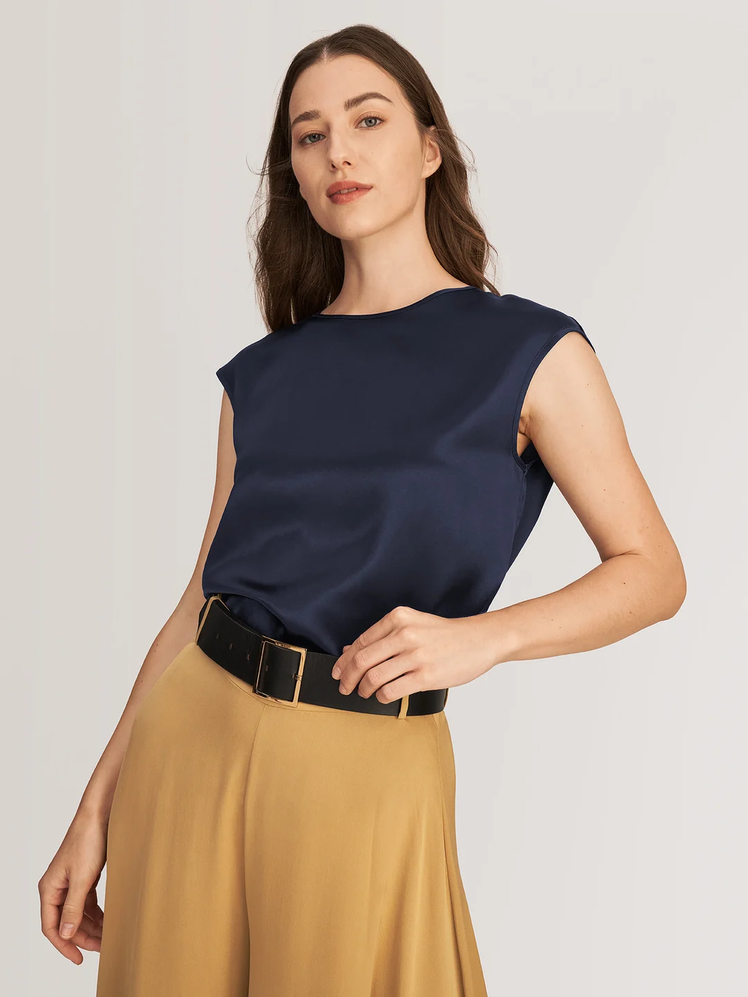 LILYSILK Tee Shirt Soie Femme Col Rond, Facile À Entretenir Charmeuse Soie Régulation De La Température T-Shirt Noir