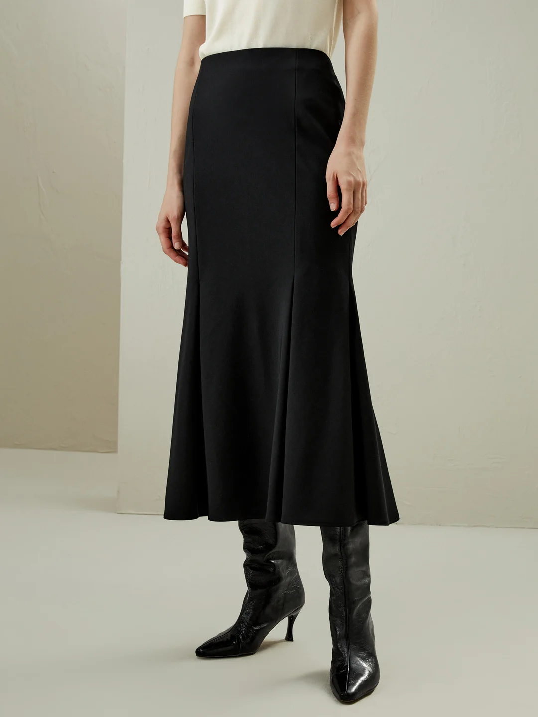 LILYSILK Jupe Sirène Laine Noir T44 Femme Élégante Ajustée Pour Travail/Vacances
