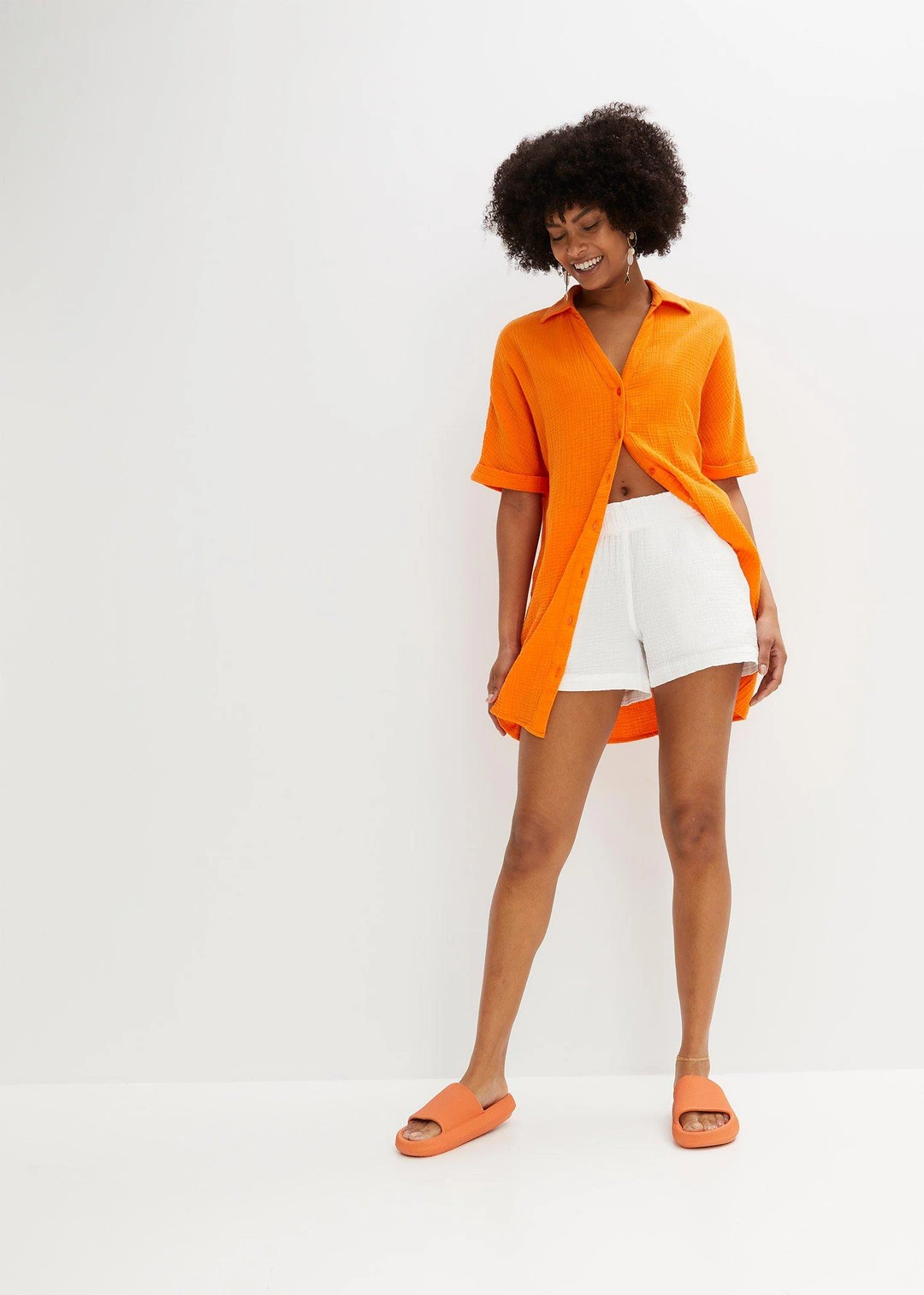 Chemisier long, oversize et doux en gaze de coton - 2