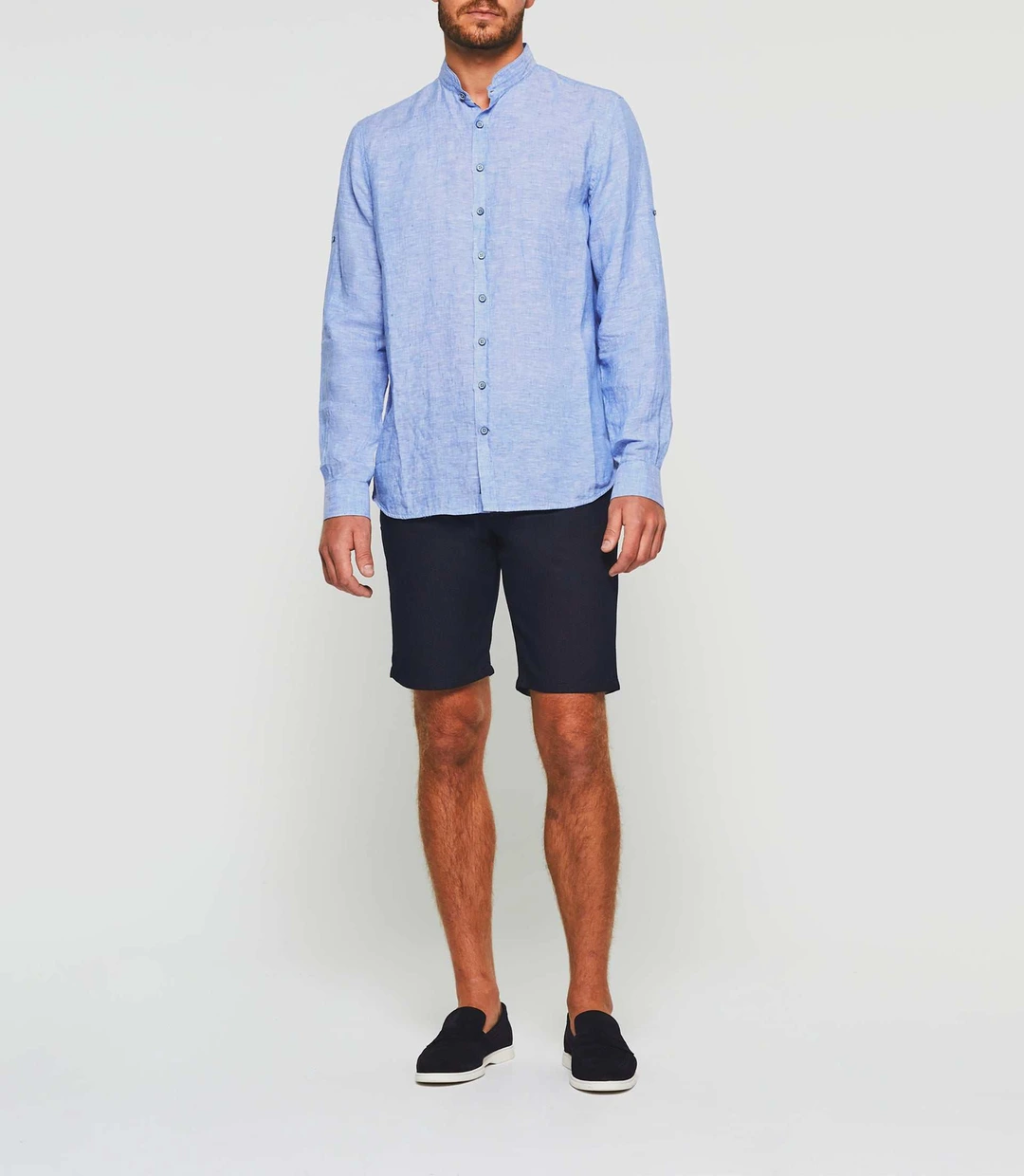 IZAC - Chemise en lin bleu indigo ''Kafleur''