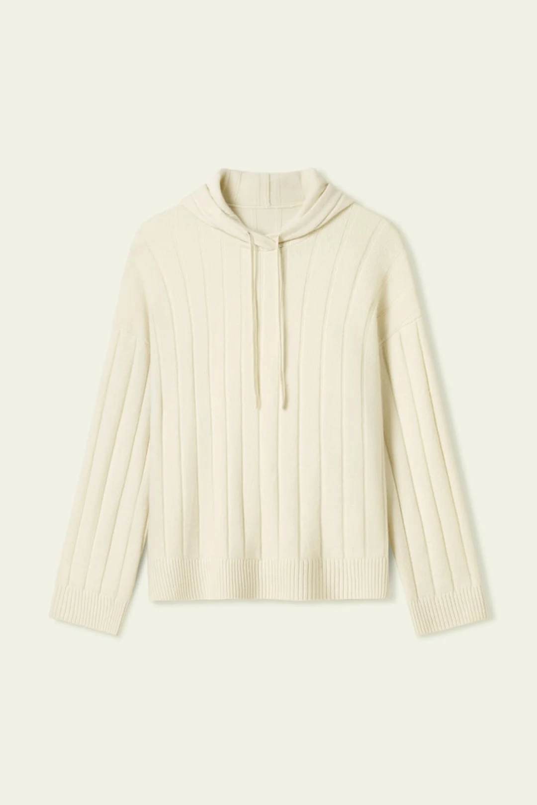 LILYSILK Pull à Capuche Femme 100% Cachemire Oversize en Tricot Côtelé, Blanc, XL