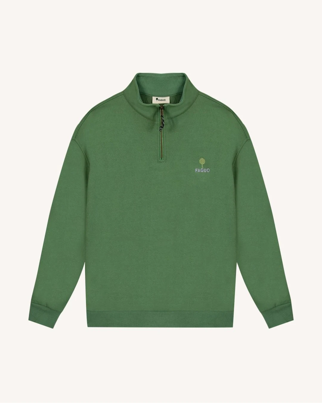 Sweat zippé vert coton bio - AMBOISE - 2