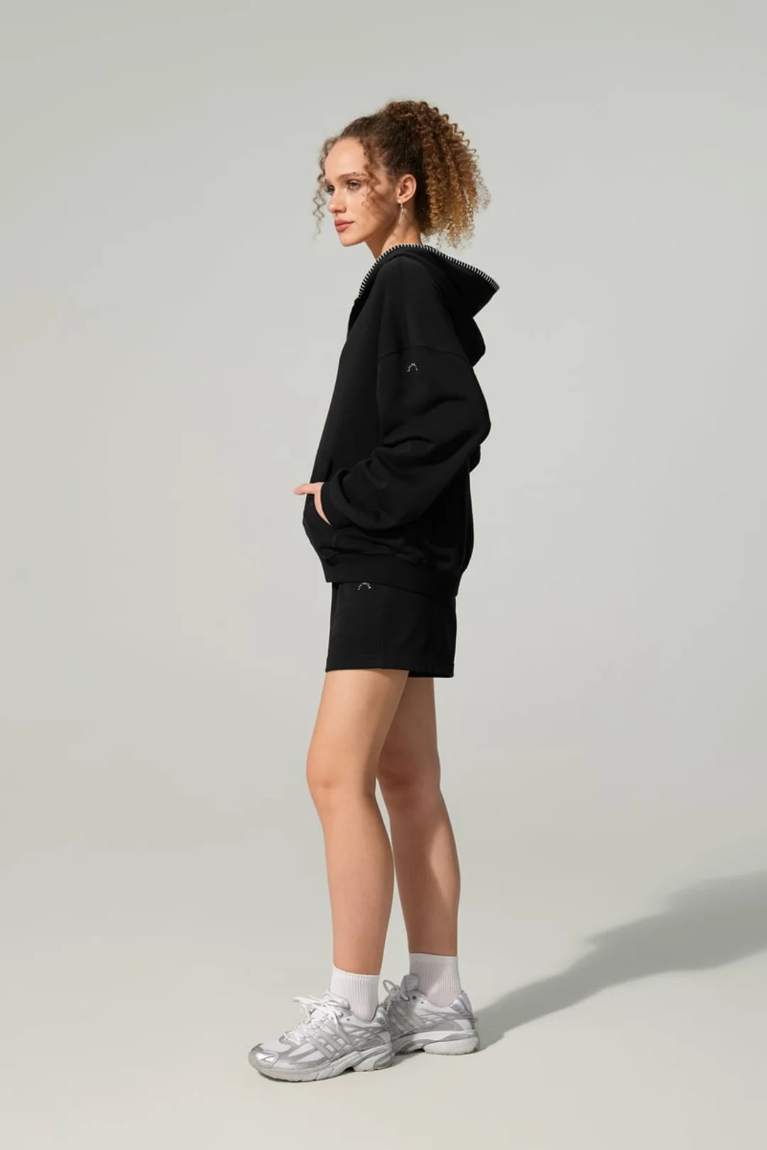 LILYSILK Sweat Seamflow Verge Noir XL Femme - SILKERRY Respirant Douceur Capuche Zippée Oversize