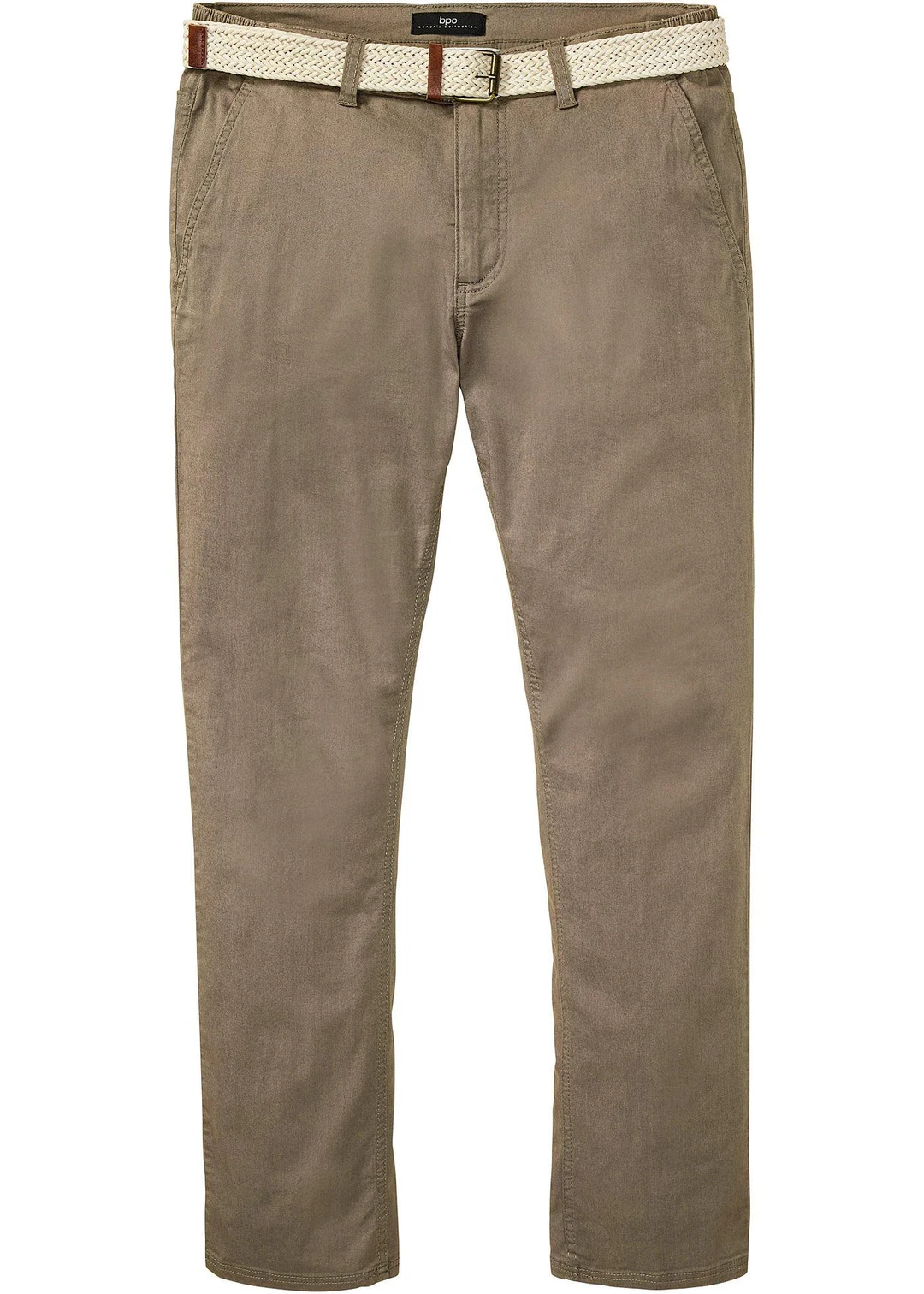 Pantalon chino droit avec taille élastique et ceinture, regular