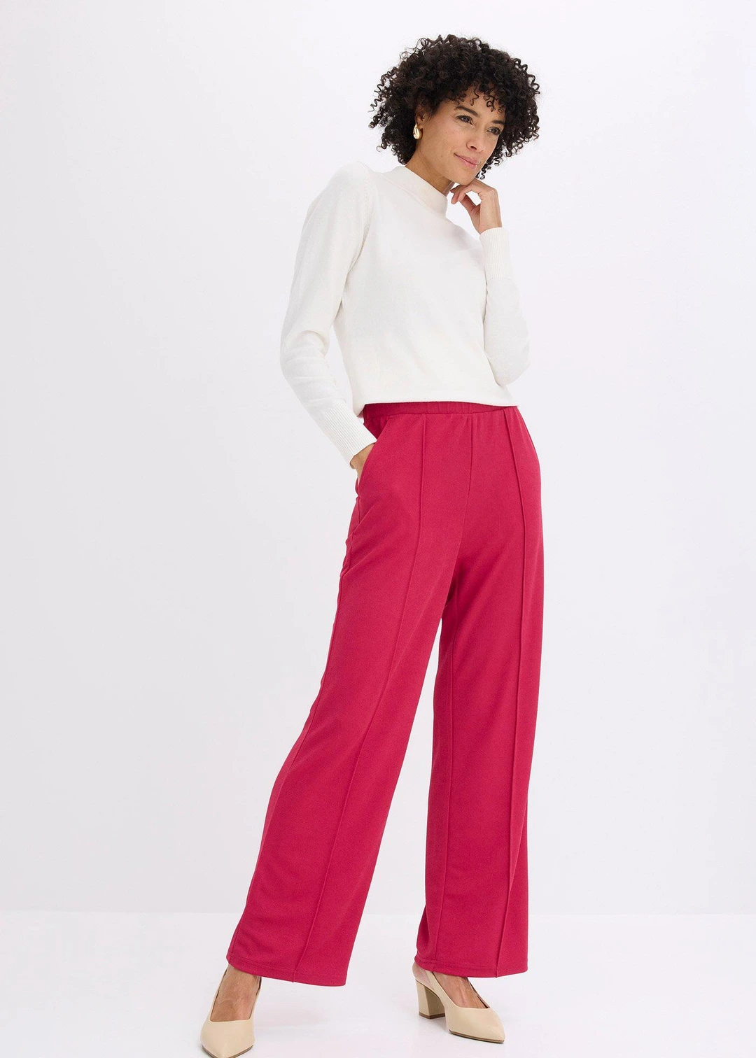 Pantalon élastiqué en interlock épais - 2