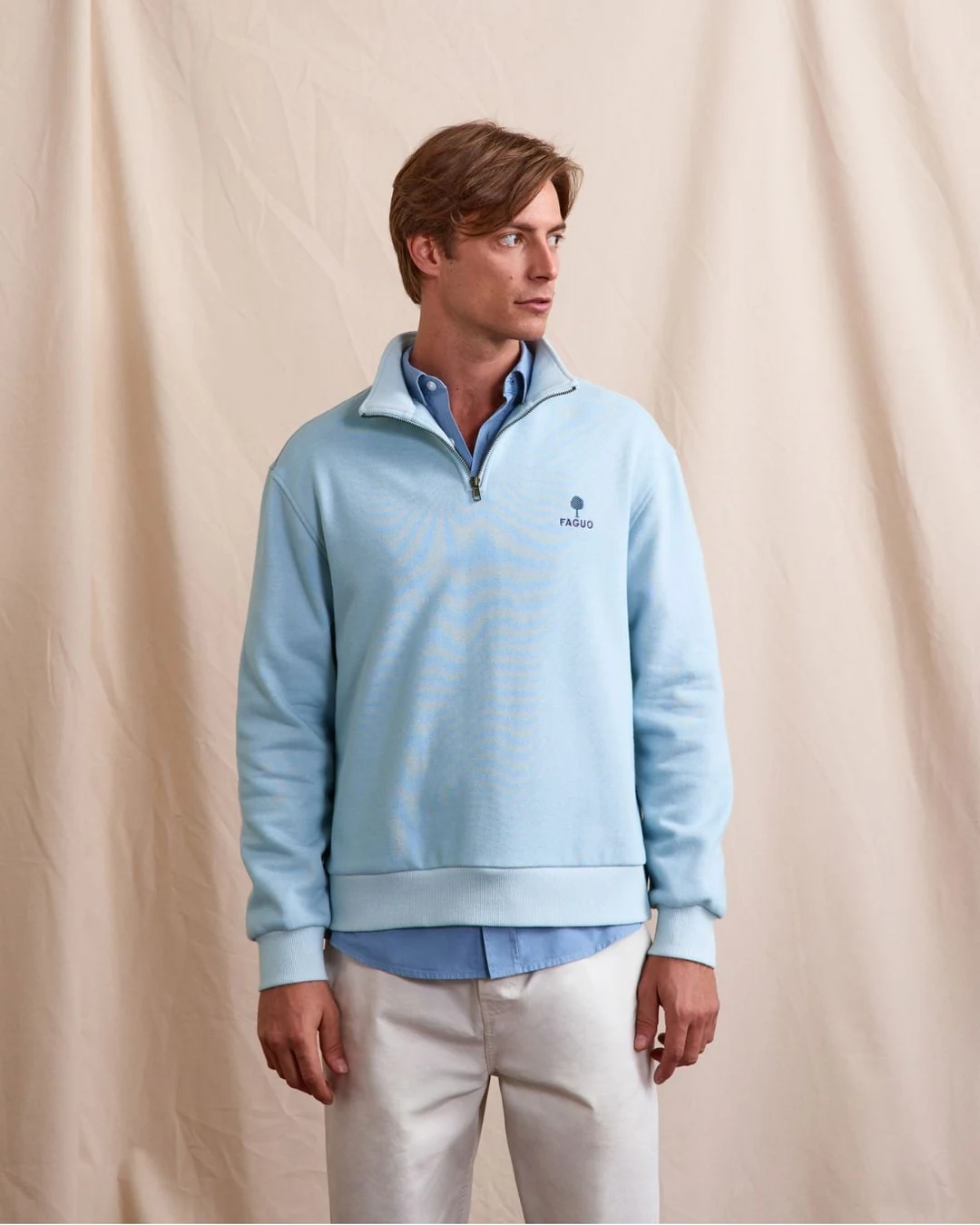 Sweat zippé vert coton bio - AMBOISE