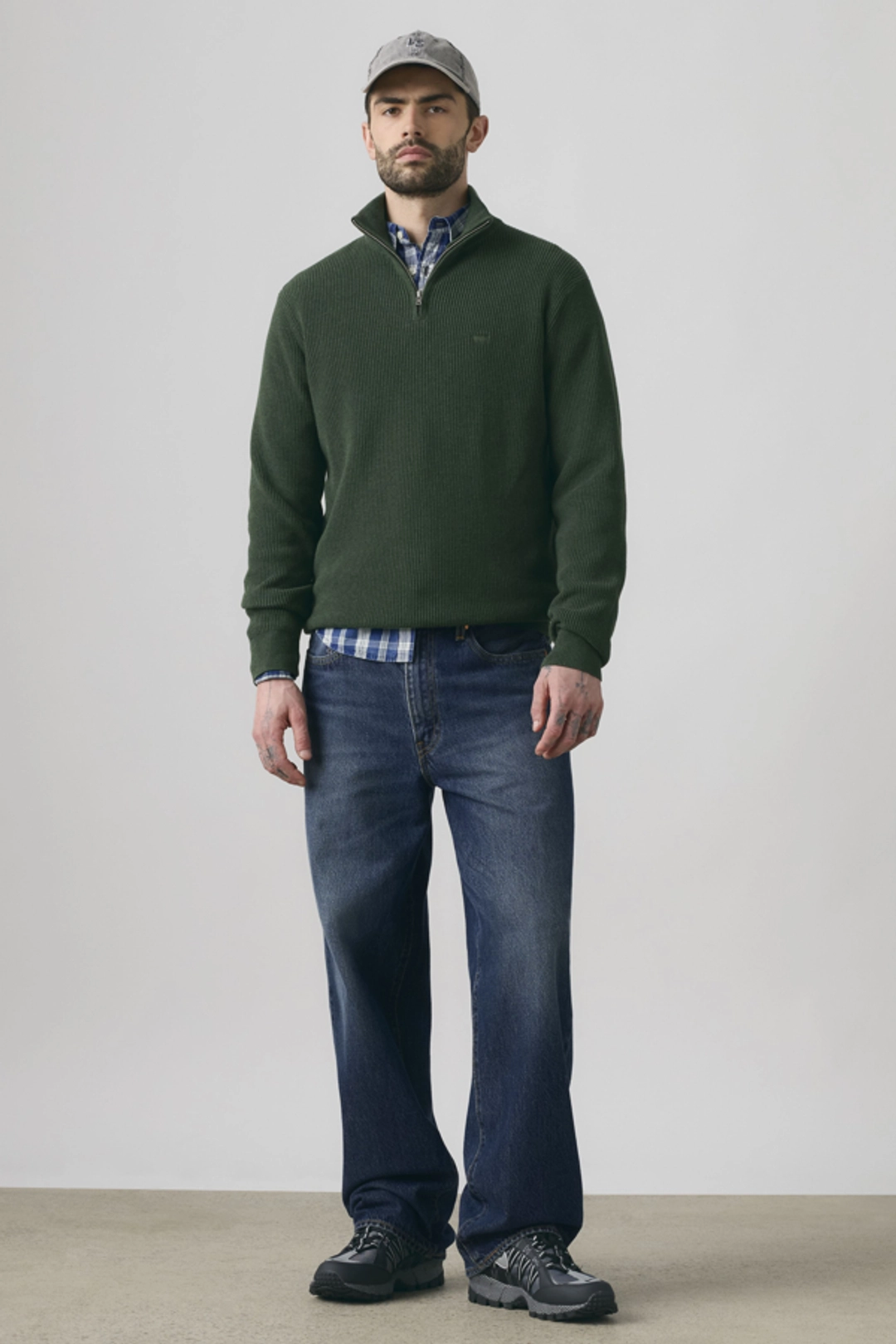 Levi's Sweat 1/4 Zip Housemark - Homme - Vert / Duffel Bag Heather Green - 2XL