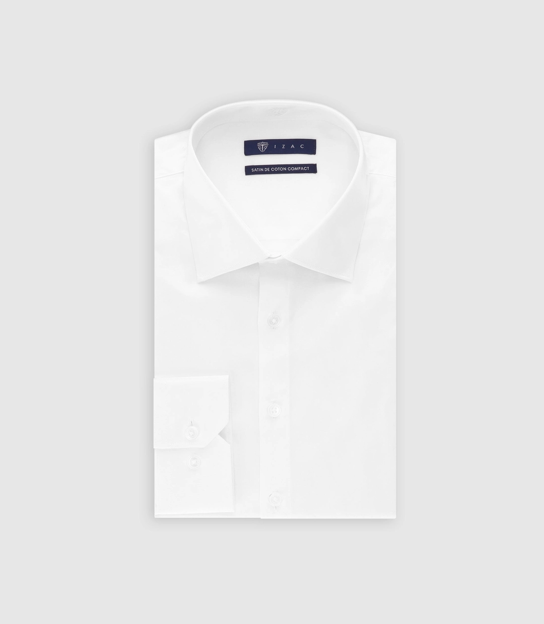 IZAC - Chemise slim en satin de coton BLANC