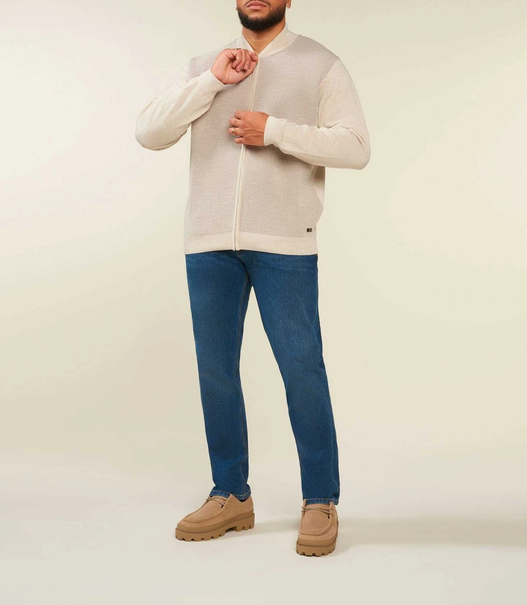 IZAC - Gilet zippé beige col teddy BAOBT