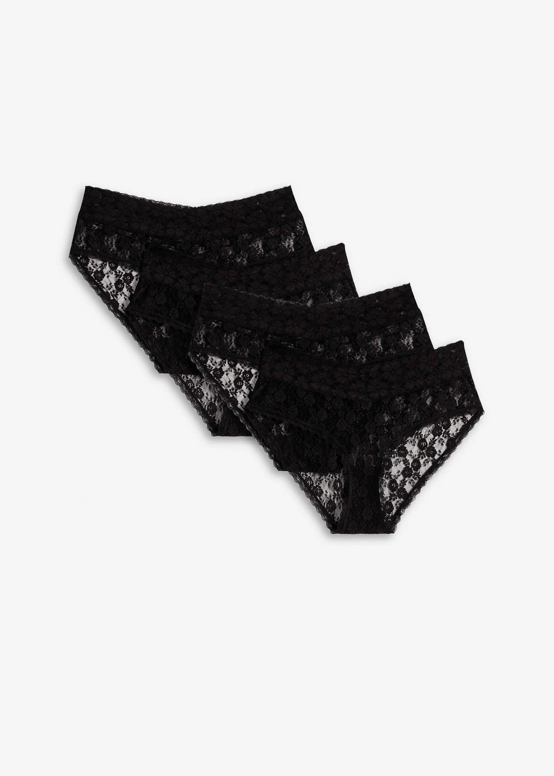 Lot de 4 slips taille haute en dentelle avec fronces