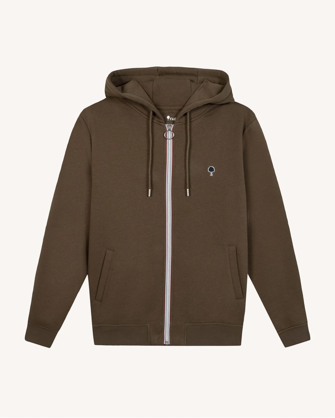 Sweat zippé marron foncé coton - MESNIL - 2