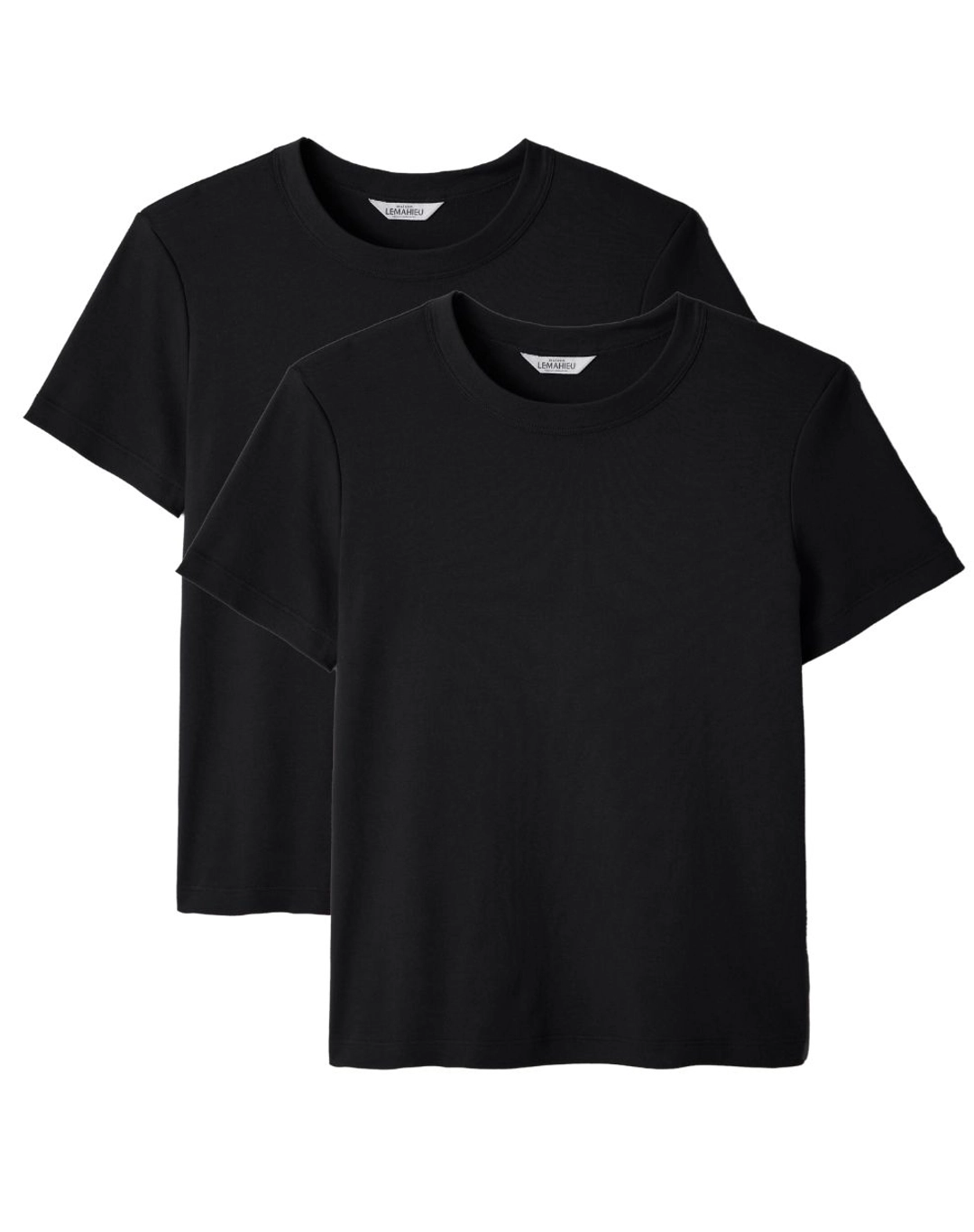 2x T-shirts épais en Coton Bio - Noir - Lemahieu