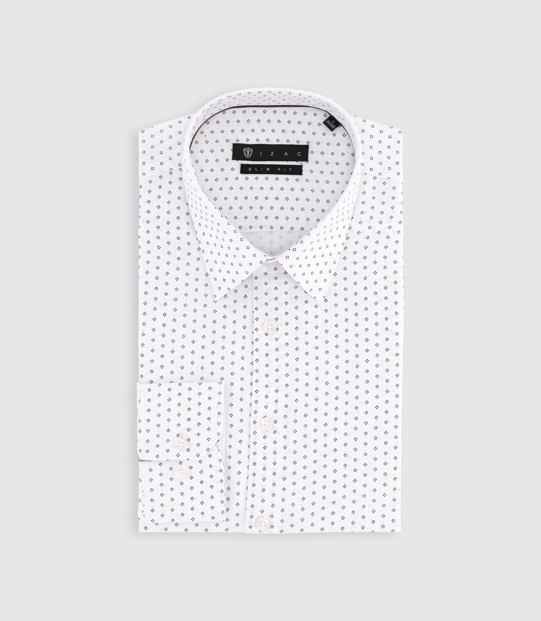 IZAC - Chemise à imprimé micro motifs blanche et marron PAOLINO