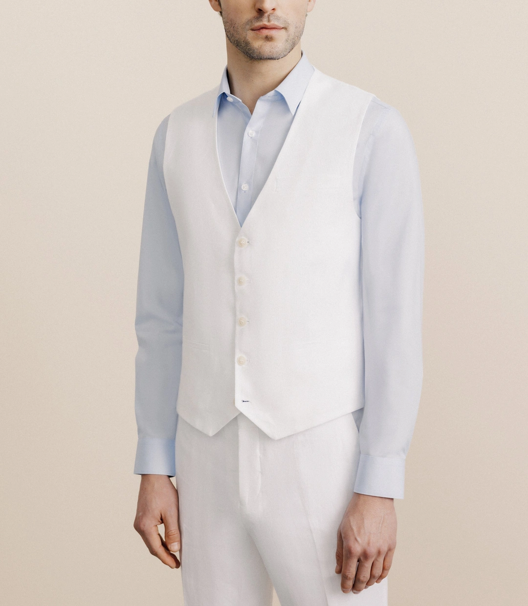 IZAC - Gilet 100% lin blanc