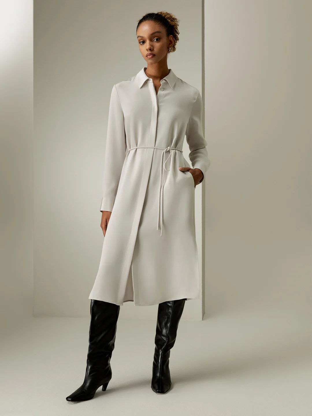 LILYSILK Robes Soie Bleu Minuit Longueur Sous Le Genou, Coupe Régulière Soie Crêpe De Chine Une Touche D'Élégance Dans Votre Vie S