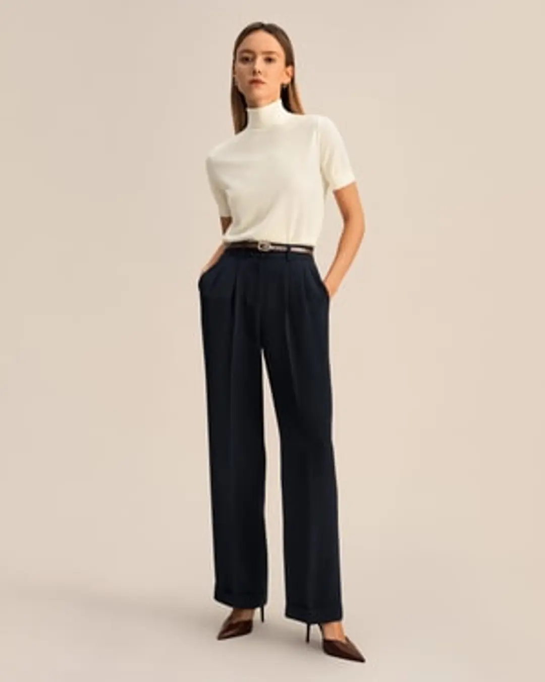 LILYSILK Pantalon Soie Pour Femmes Légère Et Résistante Aux Plis Soie De Haute Qualité Convient À Toutes Les Saisons Bleu Minuit Petite 38