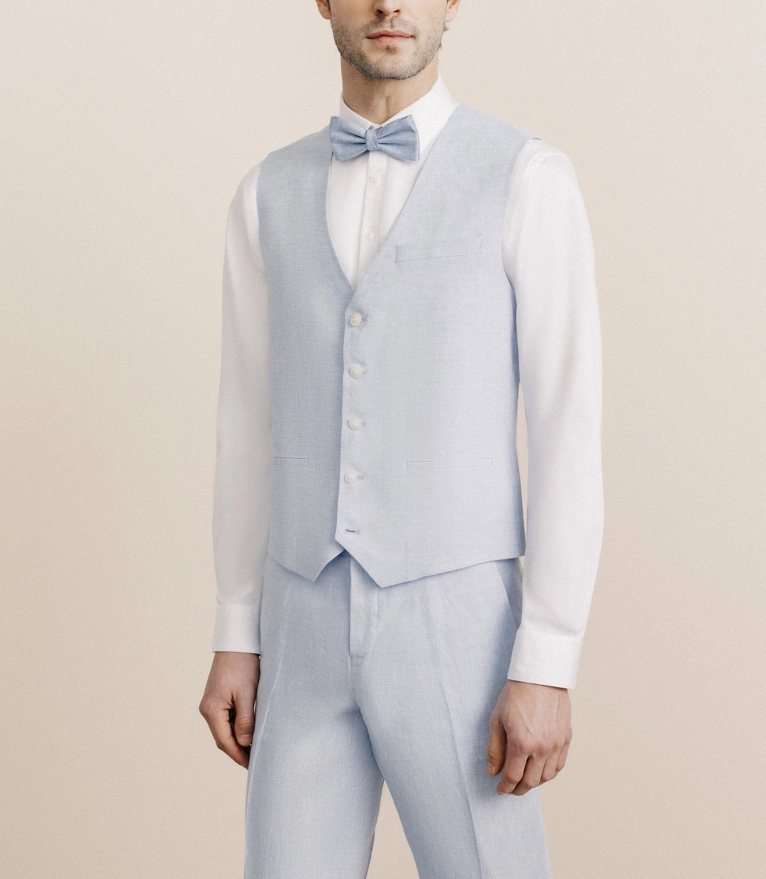 IZAC - Gilet 100% lin bleu ciel