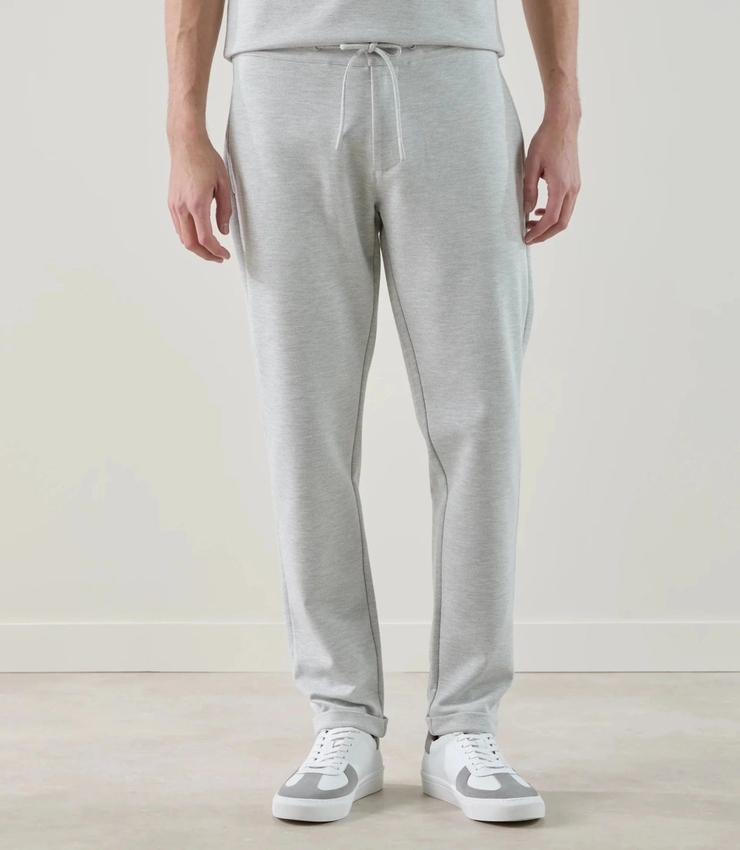 IZAC - Pantalon casual en maille gris chiné