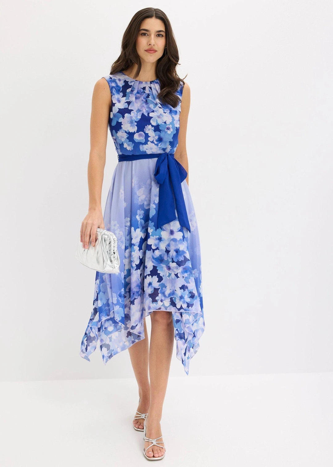 Robe en mousseline avec ceinture à nouer et jupe à pans - 2