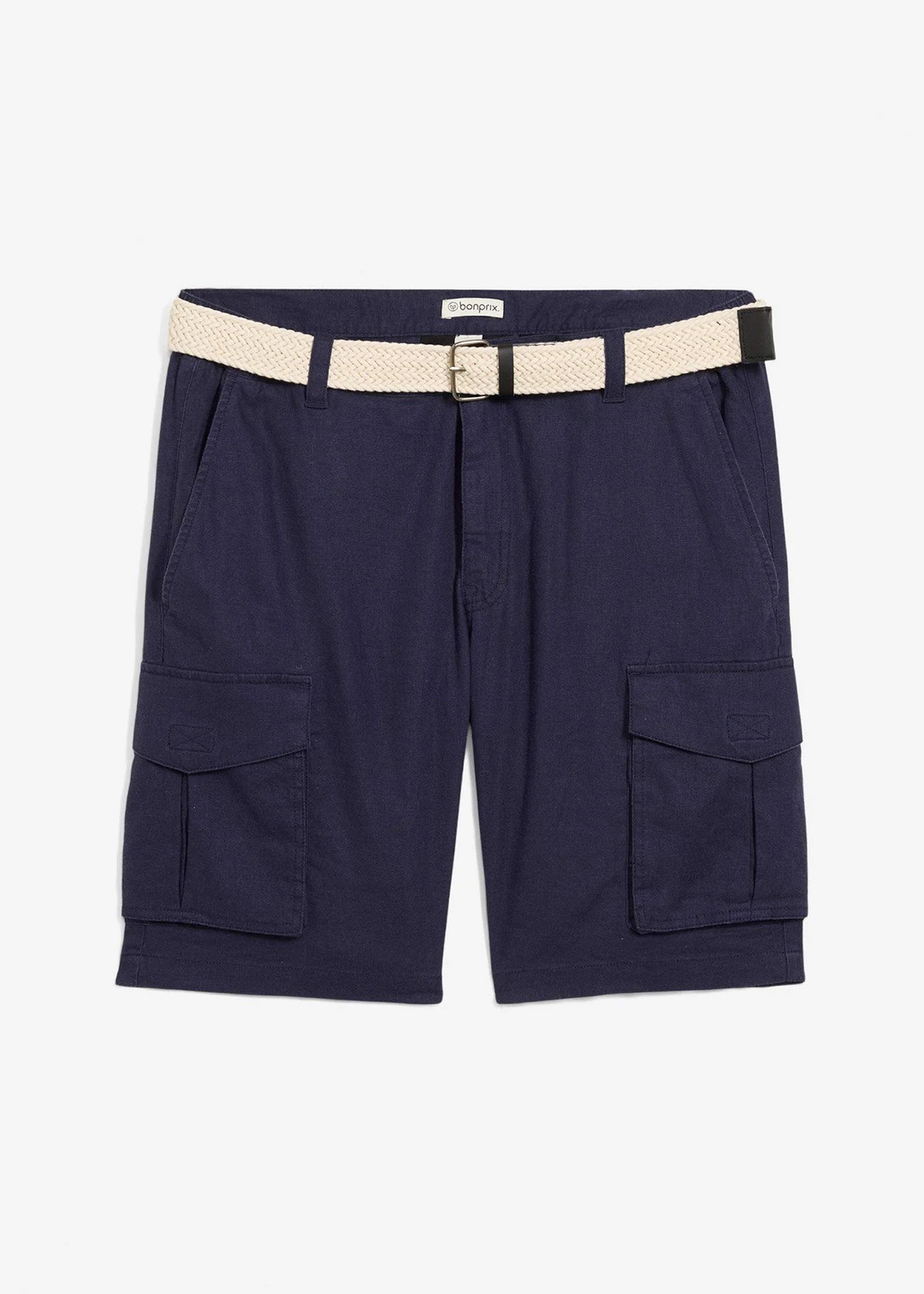 Bermuda cargo avec lin et ceinture, Regular