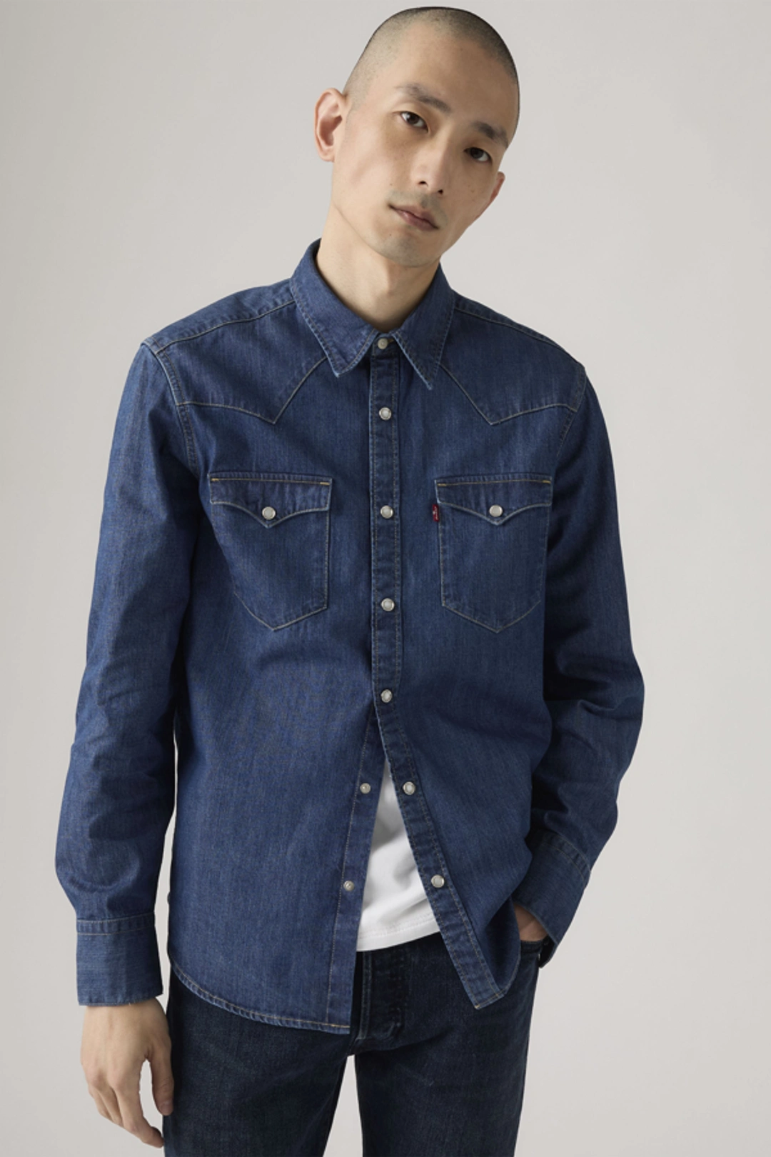 Levi's Chemise Barstow Western - Homme - Bleu / Red Cast Rinse Marbled - 2XL