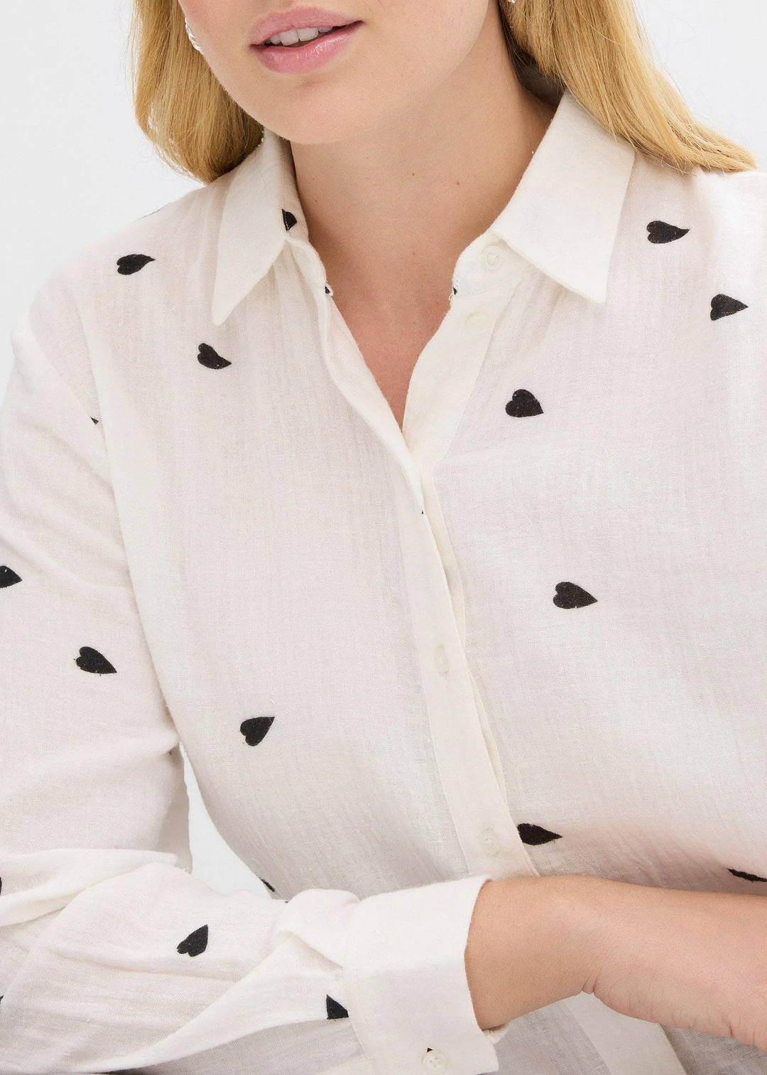 Chemisier en gaze de coton à motif cœurs - 3