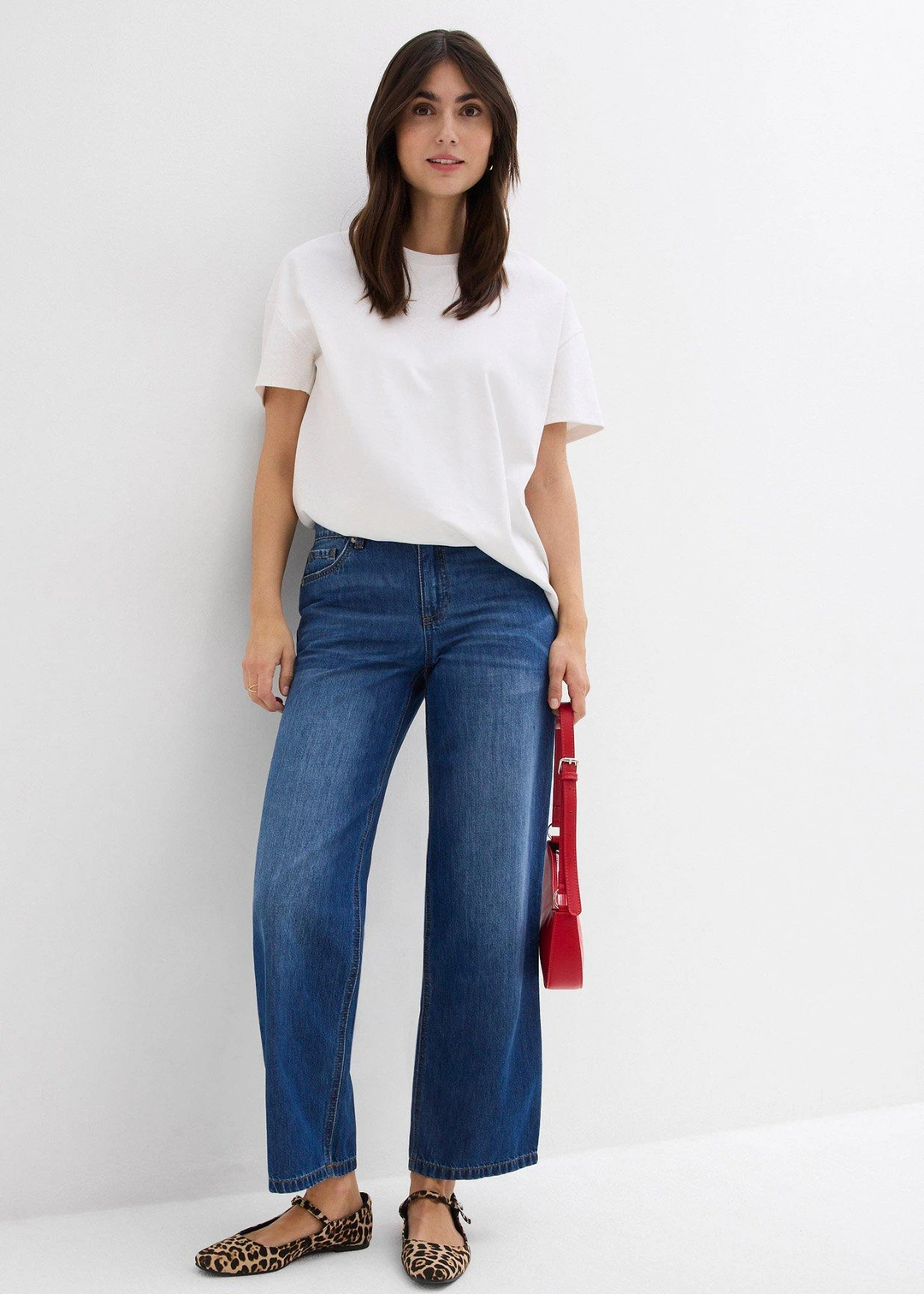Jean large et droit, taille mi-haute, cropped - 2