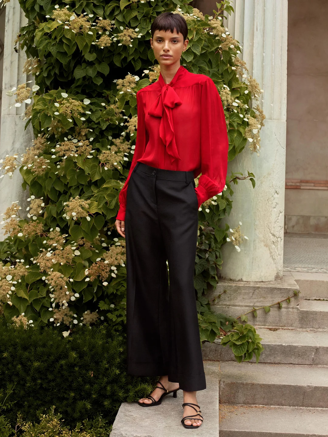 LILYSILK Chemisiers En Soie Rouge Conception De Noeud Papillon 100% Soie Pure Léger Et Résistant Aux Rides S