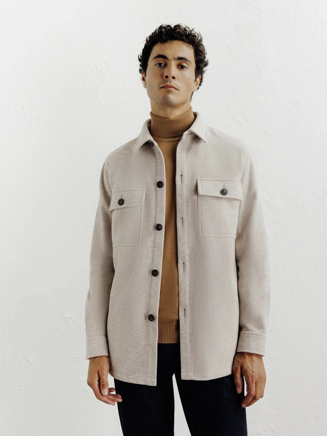 IZAC - Veste casual col chemise beige