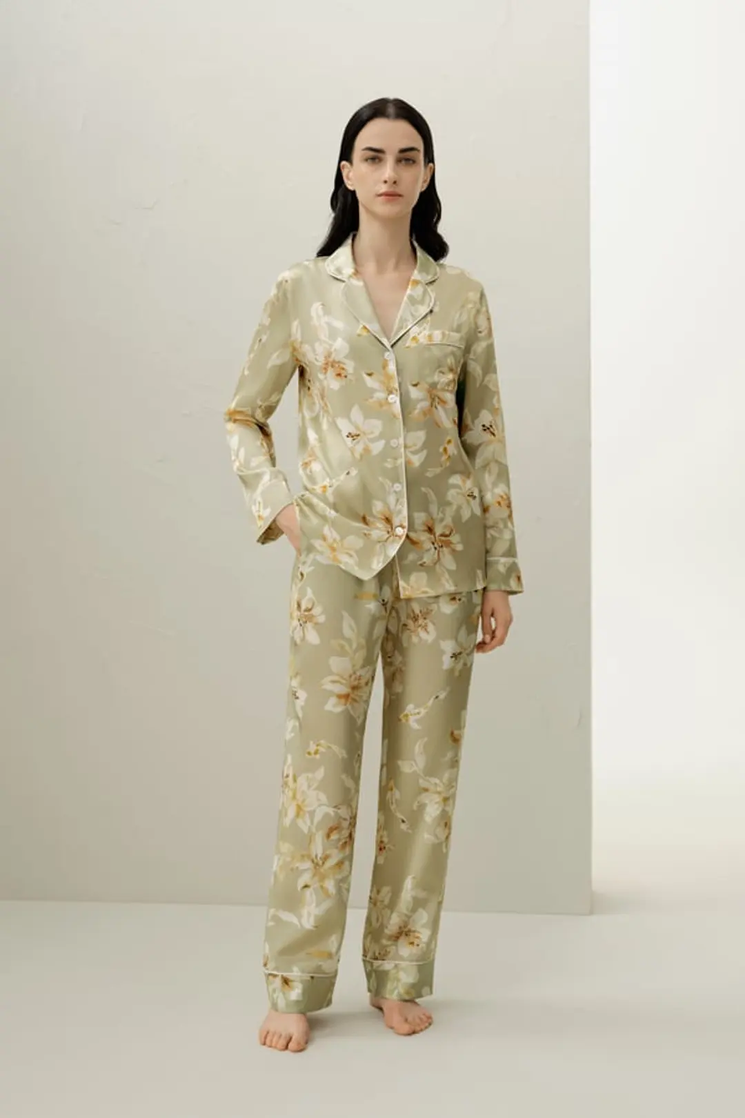 LILYSILK Ensemble Pyjama En Soie Poissons Poches Latérales Soie Charmeuse Poissons Xl