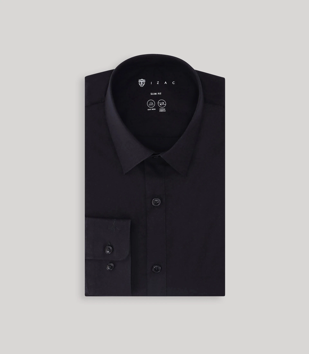 IZAC - Chemise ville coton élasthanne noir
