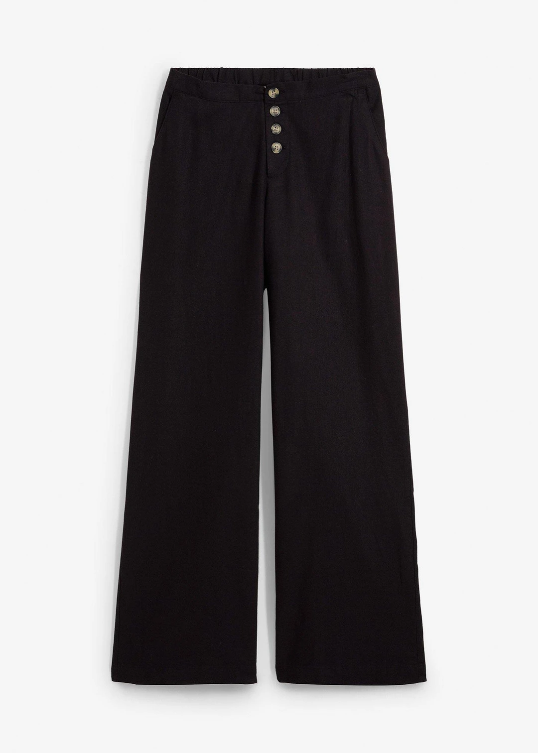Pantalon palazzo en lin mélangé, long