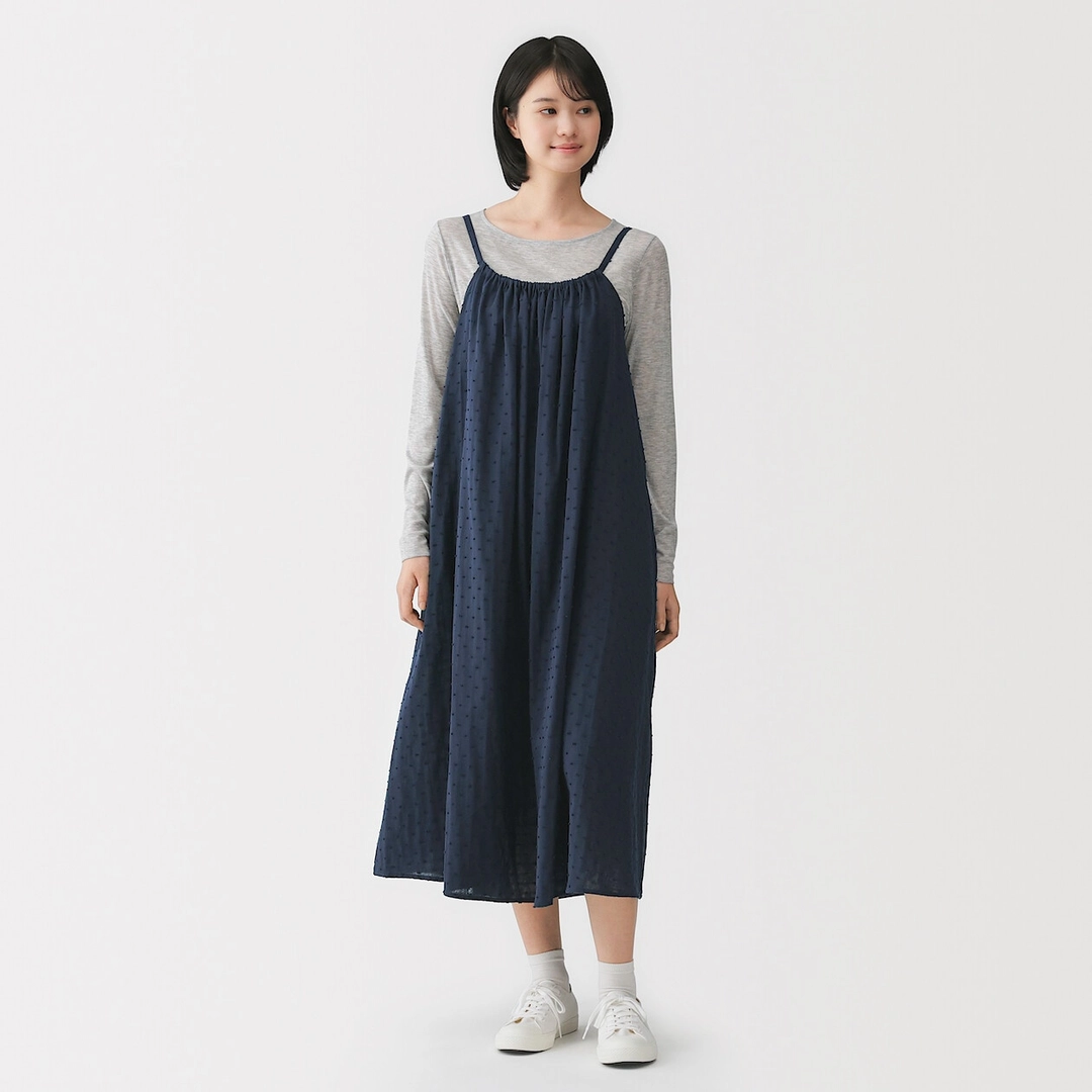 Robe top en double gaze à pois dobby pour femme
