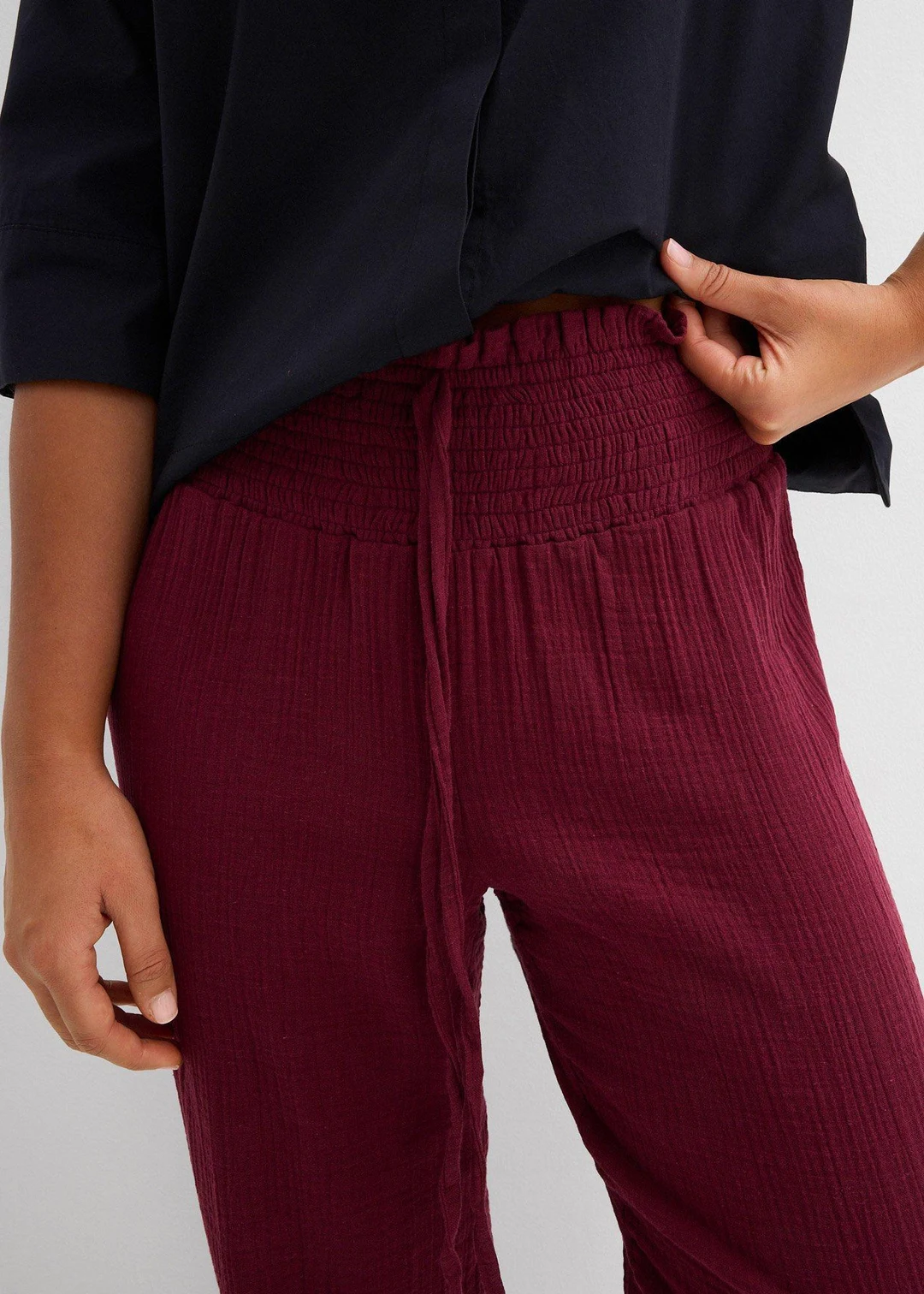 Pantalon en gaze de coton avec ceinture smockée - 3