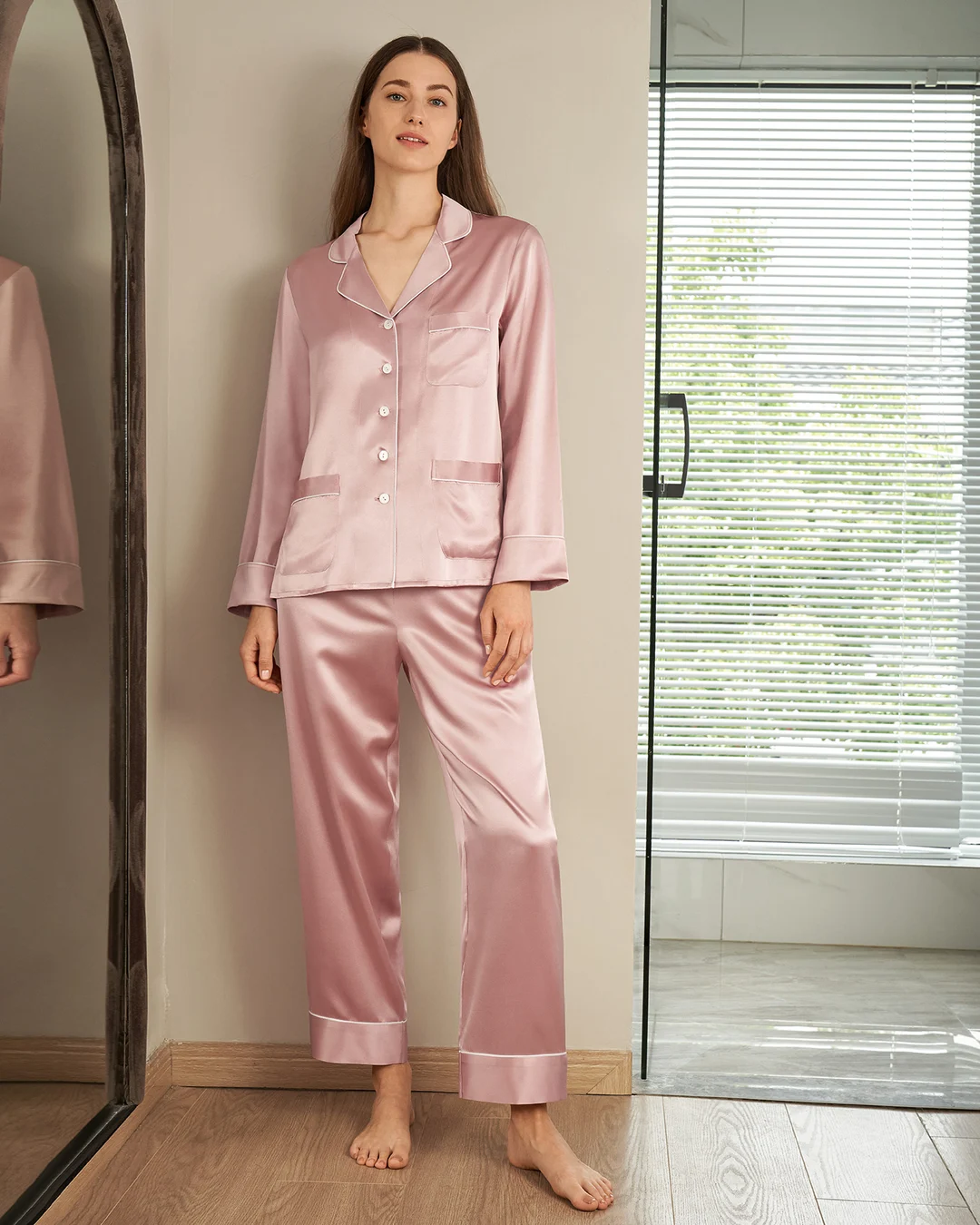 LILYSILK Pyjama Soie Rouge Femme Rouge Vineux Ensemble De Pyjama Deux Pièces 100% Soie Naturellement Antibactérien L