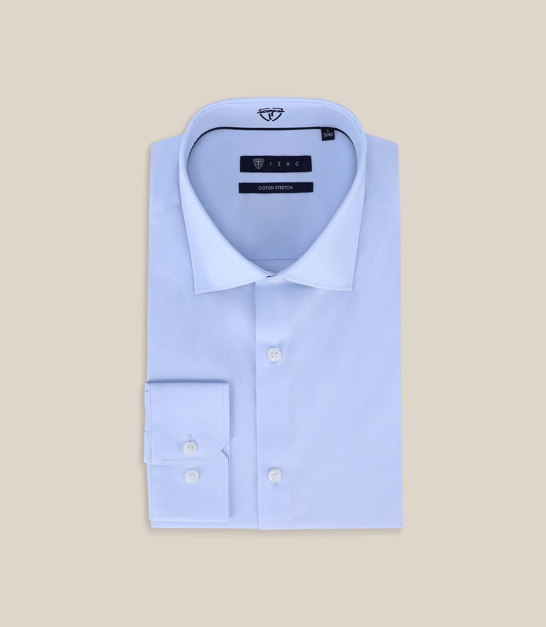 IZAC - Chemise ville satin de coton bleu ciel