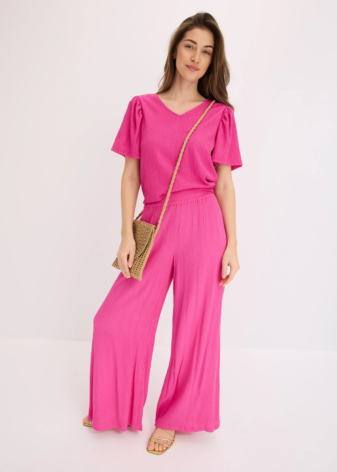 Pantalon taille élastiquée en viscose fluide