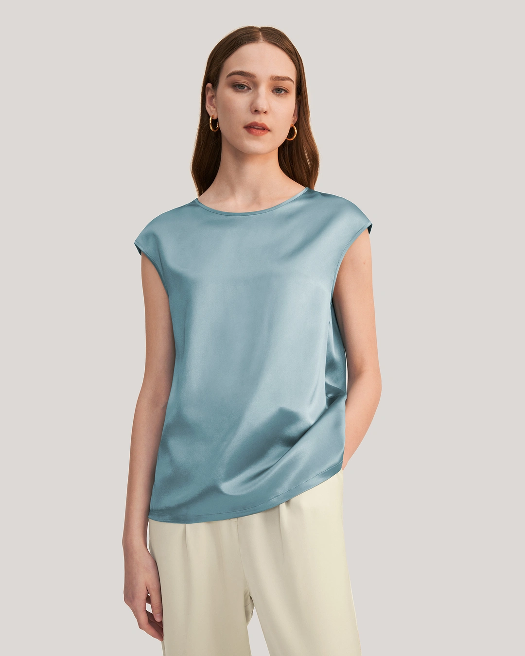 LILYSILK Tee Shirt Soie Femme Col Rond, Facile À Entretenir Charmeuse Soie Régulation De La Température T-Shirt Noir