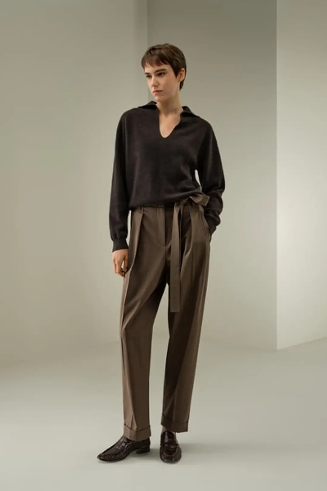 LILYSILK Polo Côtelé Cachemire Femme Tonnerre M - Doux, Léger, Respirant, Col V