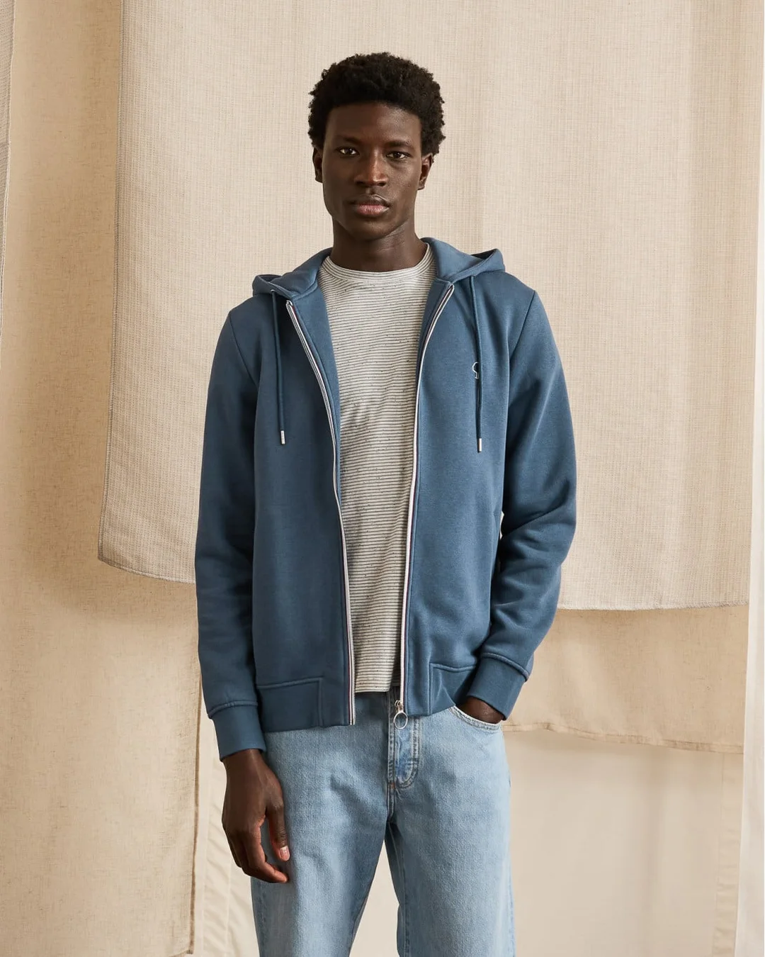Sweat zippé bleu gris - MESNIL