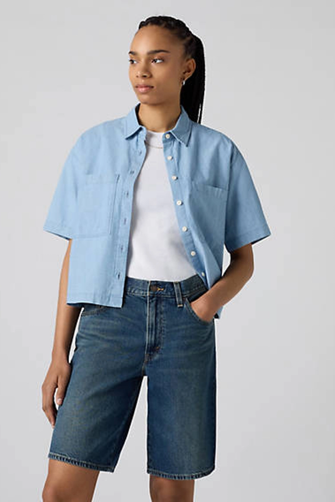 Levi's Chemise Manche Courte Crop Harlie - Femme - Blanc / Bright White - 2XS