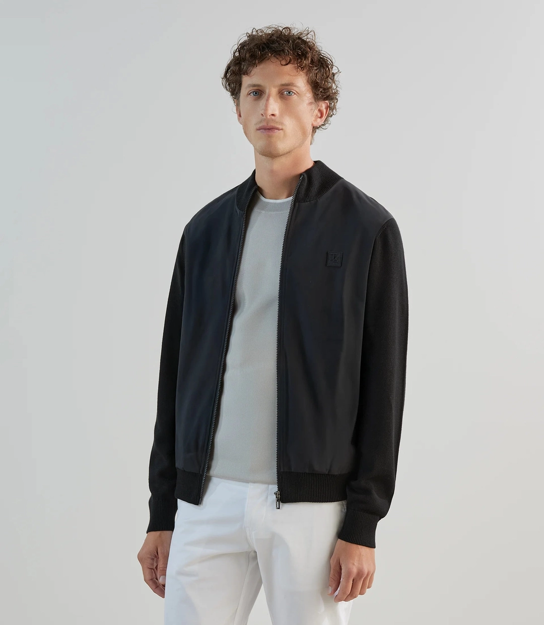 IZAC - Gilet col montant bi-matière noir