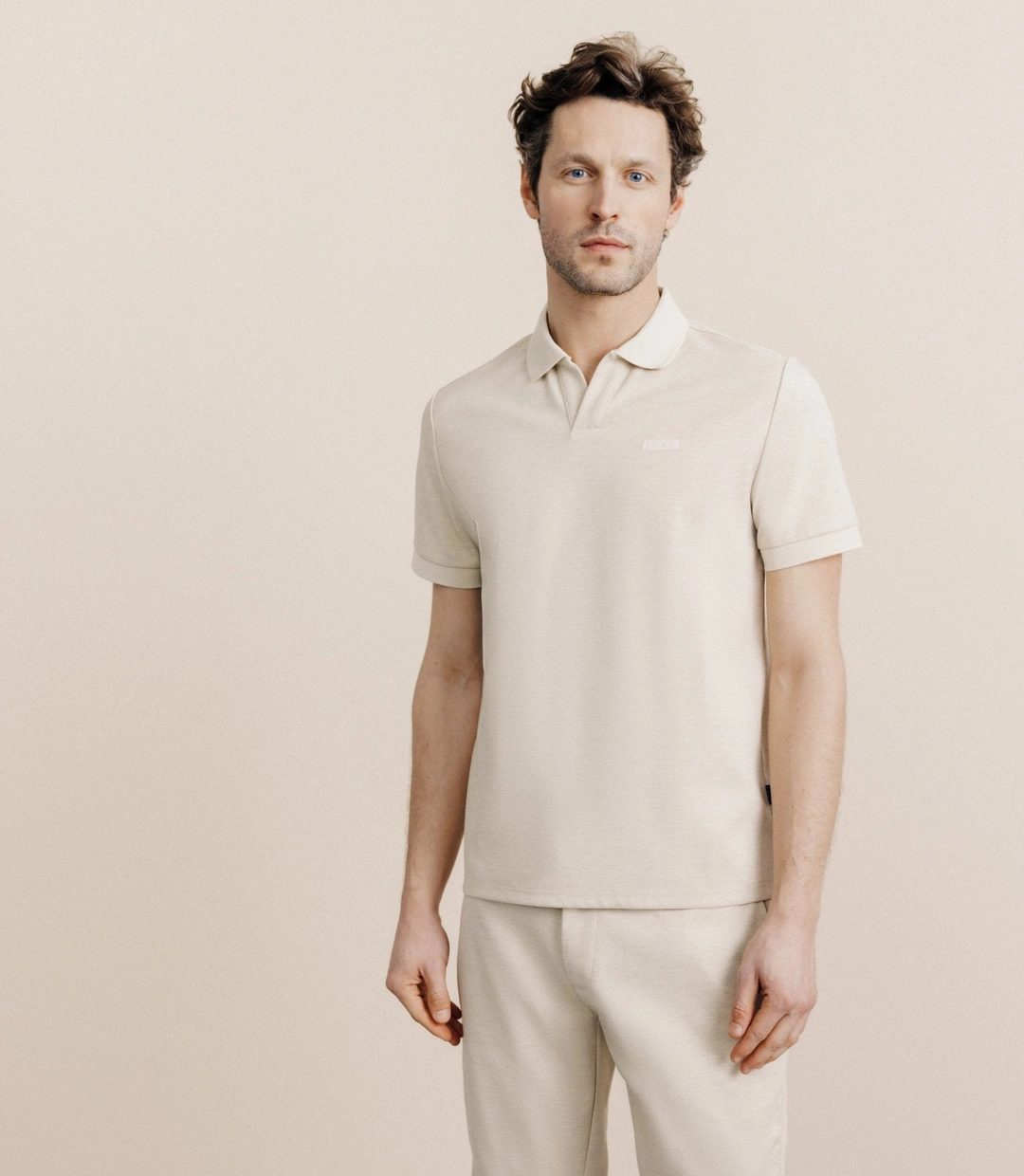 IZAC - Polo col ouvert beige