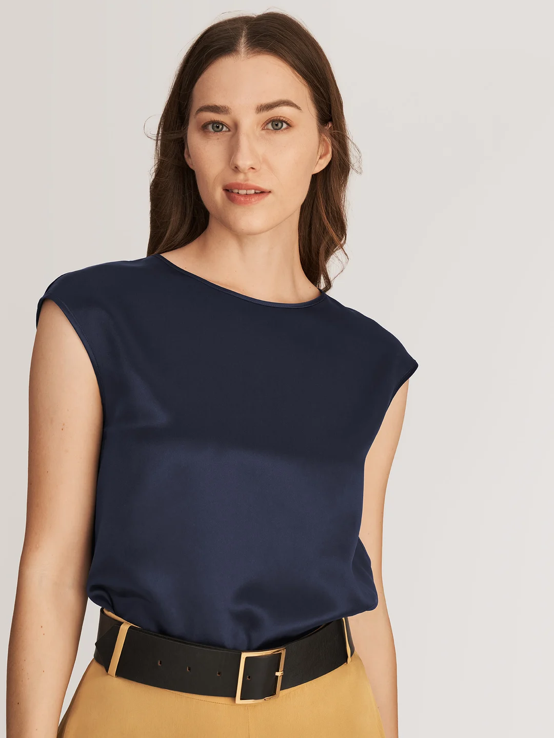 LILYSILK Tee Shirt Soie Femme Col Rond, Facile À Entretenir Charmeuse Soie Régulation De La Température T-Shirt Noir