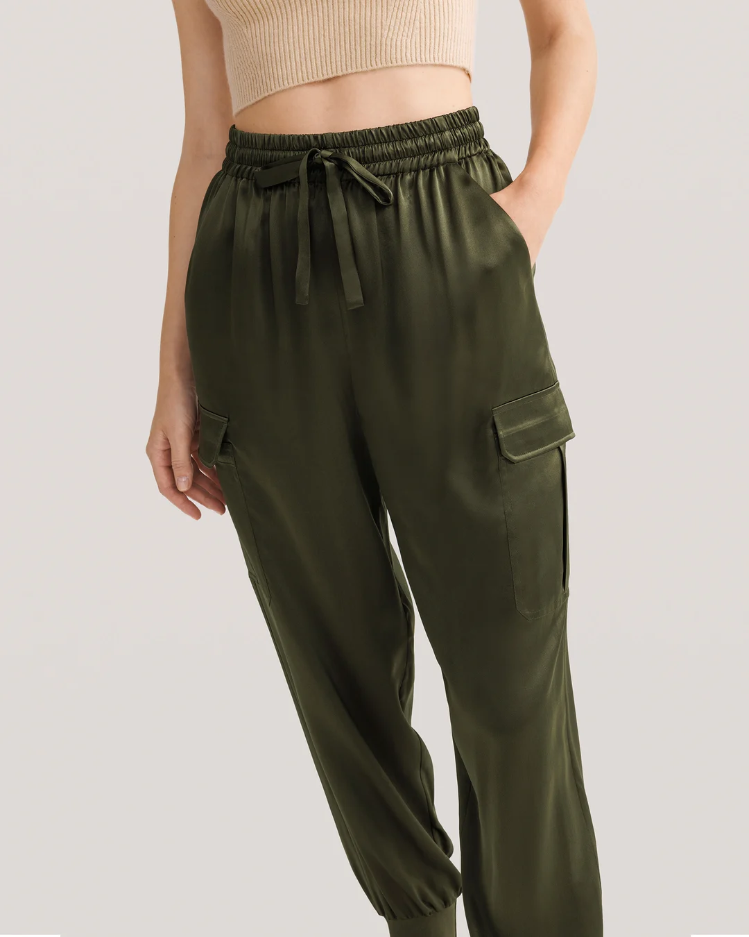 LILYSILK Pantalon Soie Noir Femme Rellette À Poignets Côtelés 100% Soie Sûr Et Non Toxique Pantalon Noir 40