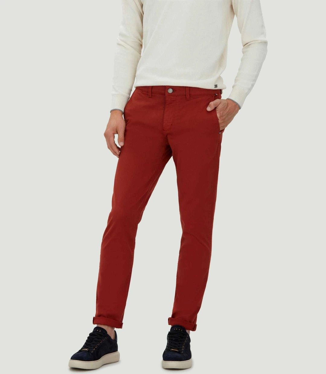IZAC - Pantalon chino fashion orange brûlée ''Célèbre''