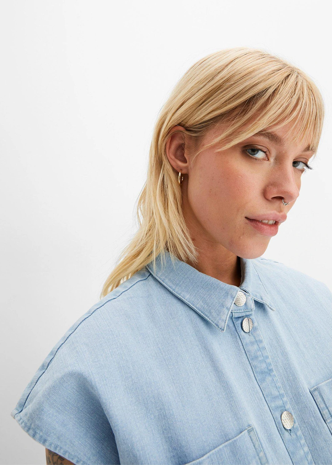 Chemisier en jean court et boxy - 3