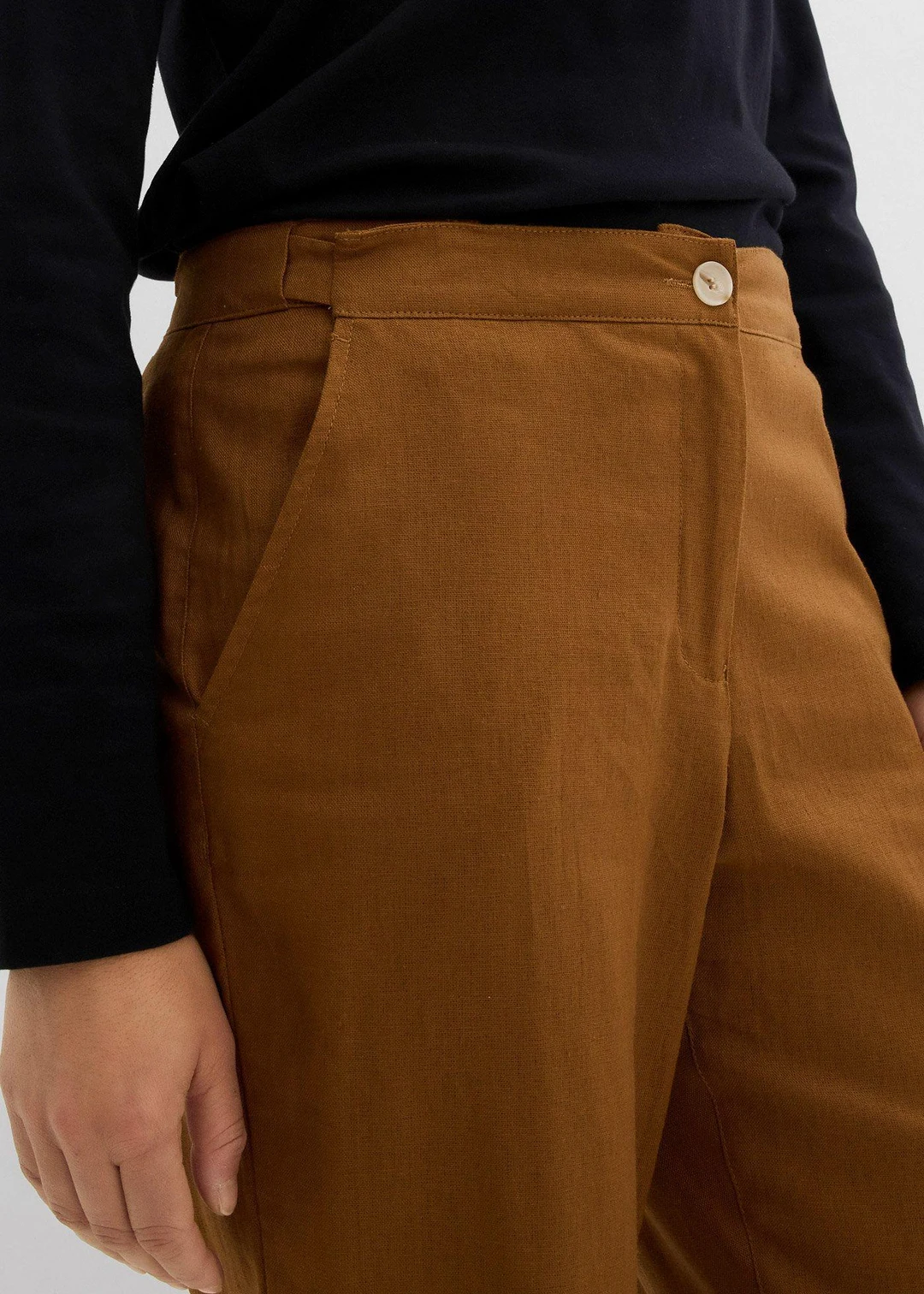 Pantalon taille haute en lin et viscose - 3
