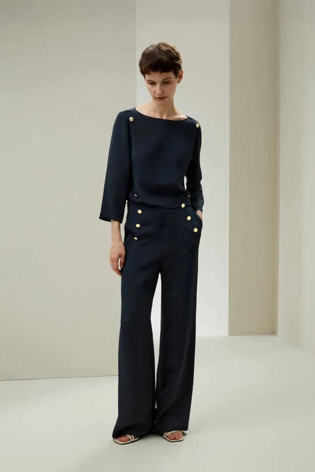 LILYSILK Pantalons Soie Bleu Fermeture Zippée Latérale Cachée 100% Soie Pure Un Toucher Incroyablement Doux Et Confortable 34