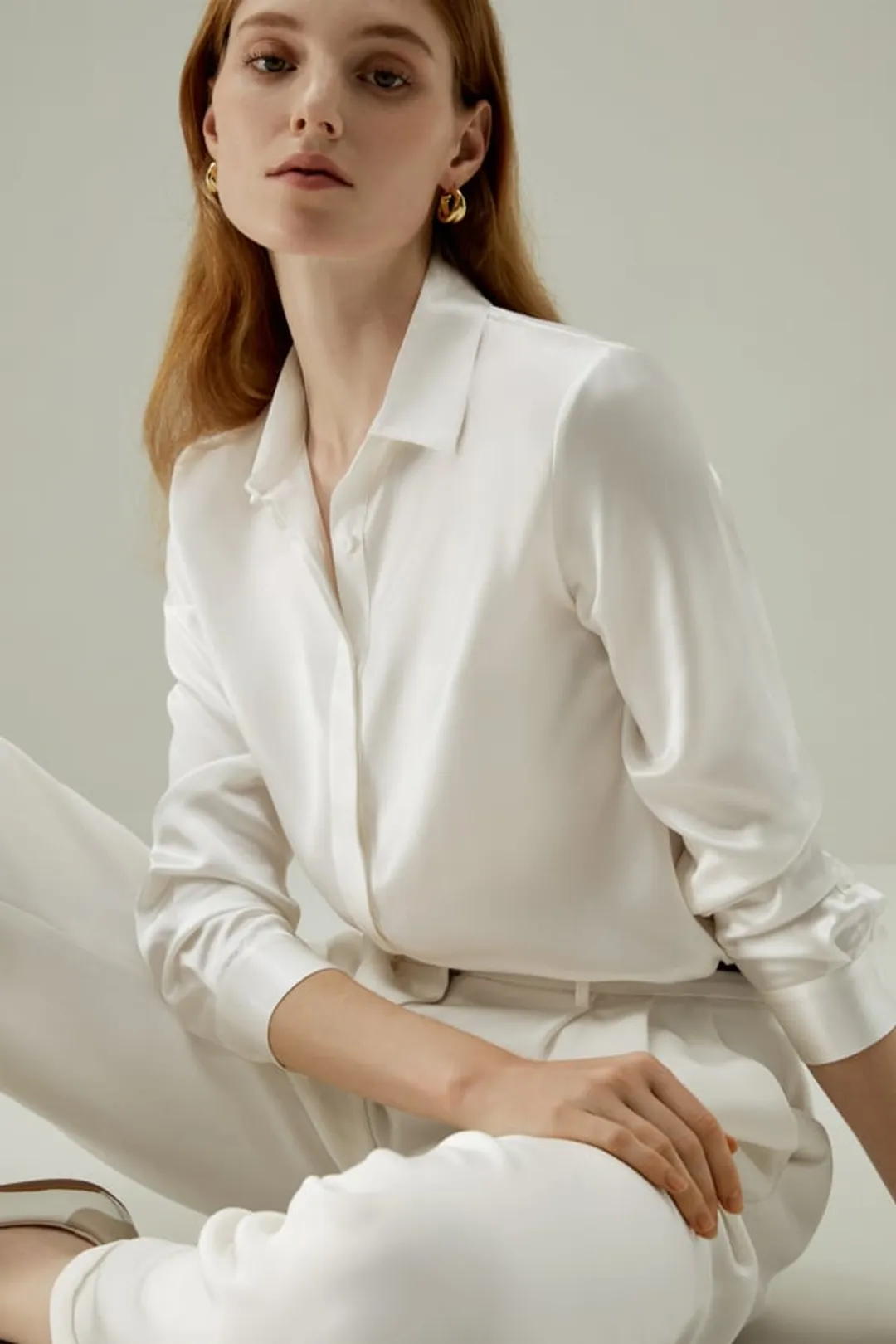 LILYSILK Chemisier Soie Chemise À Manches Longues 100% Soie Style D'Affaires Convient À Toutes Les Saisons Bleu Marine Xs